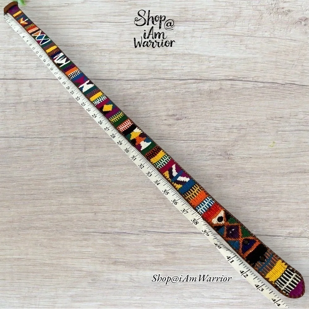 Guatemalan genuine leather hand made embroidered unisex belt *shop@iamwarrior
